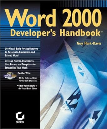 word 2000 developers handbook 1st edition guy hart davis 0782123295, 978-0782123296