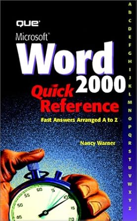 microsoft word 2000 quick reference 1st edition nancy warner 0789720310, 978-0789720313