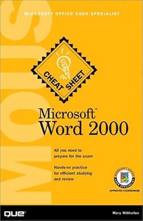 microsoft word 2000 mous cheat sheet 1st edition mary millhollon 0789721147, 978-0789721143