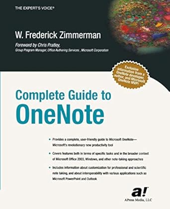 complete guide to onenote 1st edition w frederick zimmerman 1590592166, 978-1590592168