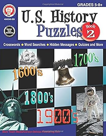 mark twain us history puzzle book 2 crossword puzzle word search and more social studies brain games covering
