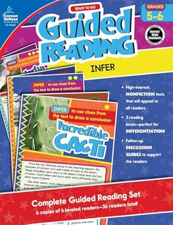 carson dellosa ready to go infer guided reading set grades 5 6 resource book with 36 nonfiction leveled