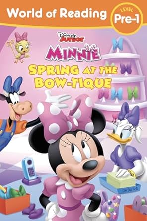 world of reading disney junior minnie spring at the bow tique 1st edition disney books 1368093019,