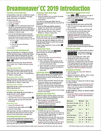 adobe dreamweaver cc 2019 introduction quick reference guide 1st edition beezix inc 1944684204, 978-1944684204