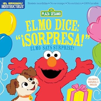 indestructibles sesame street bilingual english/spanish elmo dice sorpresa / elmo says surprise resiste