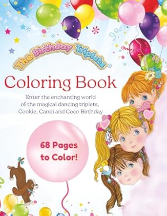 the birthday triplets coloring book 68 hand drawn illustrations color your way through the enchanting world