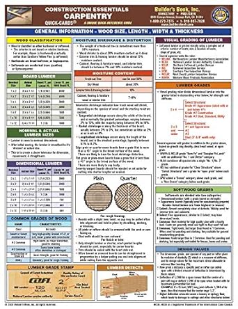 construction essentials carpentry quick card 1st edition inc builder's book ,mary jorgensen ,kevin choi