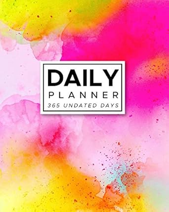 daily planner 365 undated days rainbow watercolor 8 x10 hourly agenda water tracker fitness log goal tracker