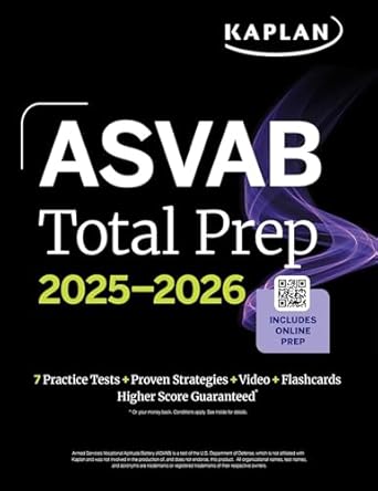 asvab total prep 2025 2026 includes 7 full length practice tests + 2000+ practice questions and flashcards +