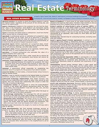 real estate terminology quickstudy laminated reference guide 1st edition jassamine redington 1423216660,