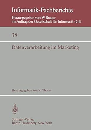 datenverarbeitung im marketing heidelberg 9 10 oktober 1980 1st edition r thome 3540105557, 978-3540105558