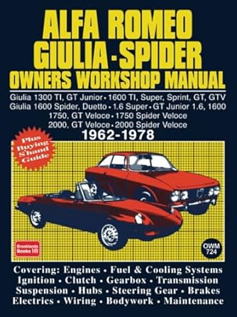 alfa romeo giulia spider owners workshop manual 1962 1978 1st edition books autobooks ltd 085146128x,