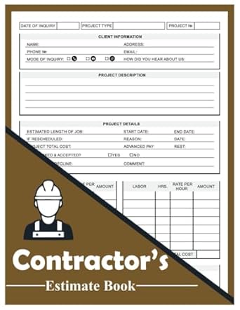 estimate book contractor job estimate quote record with client contact log and dot diagram sheets for taking