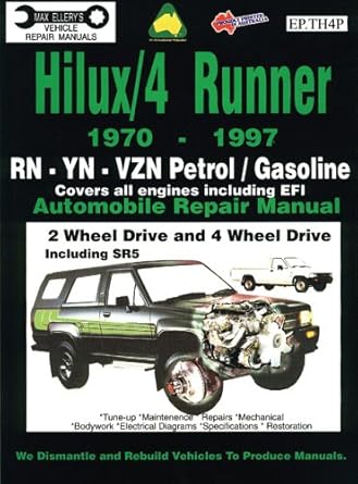 hilux/4 runner 1970 1997 automobile repair manual rn yn vzn petrol/gasoline covers all engines including efi
