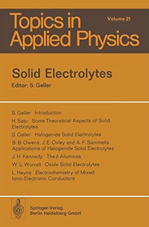 solid electrolytes 1st edition s geller 3540083383, 978-3540083382