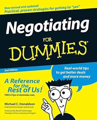 negotiating for dummies 1st edition michael c donaldson ,david frohnmayer 0470045221, 978-0470045220