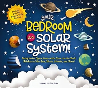your bedroom is a solar system bring outer space home with reusable glow in the dark stickers of the sun moon