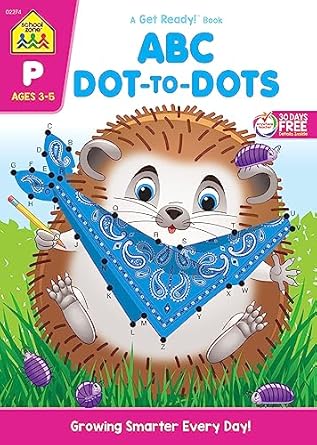 School Zone Abc Dot To Dots Workbook 64 Pages Preschool Kindergarten Connect The Dots Picture Puzzles Alphabetical Order Ages 3 To 5