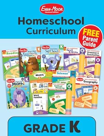 Evan Moor Homeschool Curriculum Grade K Bundle Of 12 Workbooks Reading Writing Math Science Geography Spelling Vocabulary Language Social Studies
