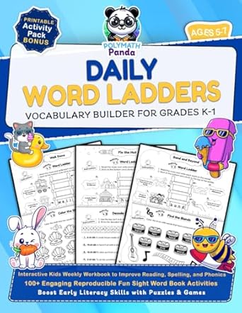 daily word ladders and vocabulary builder for grades k 1 interactive kids weekly workbook to improve reading