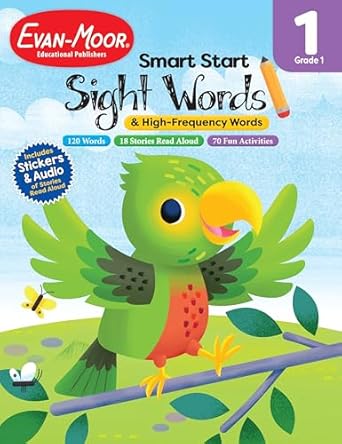evan moor smart start sight words and high frequency words grade 1 workbook stickers audio read aloud full