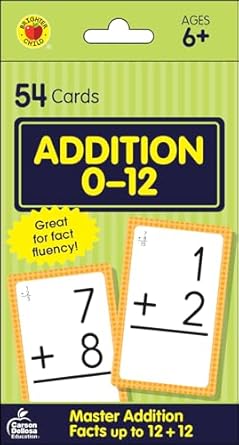 carson dellosa 54 addition flash cards all facts for adding through 12 flashcards for ages 6 and up
