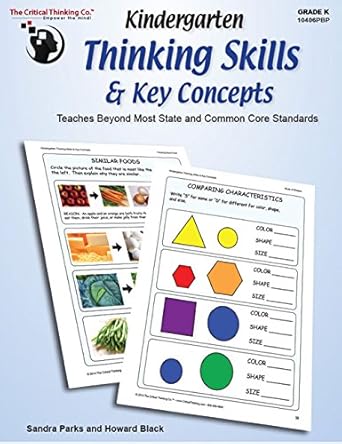 kindergarten thinking skills and key concepts workbook teaches beyond most state and common core standards