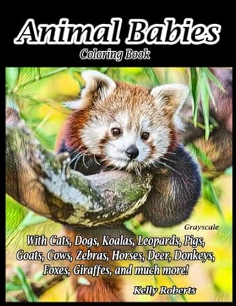 animal babies coloring book with cats dogs koalas leopards pigs goats cows zebras horses deer donkeys foxes