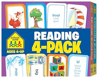 school zone reading 4 pack flash cards 224 cards preschool kindergarten 1st grade sight words phonics word
