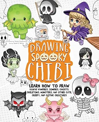 drawing spooky chibi learn how to draw kawaii vampires zombies ghosts skeletons monsters and other cute