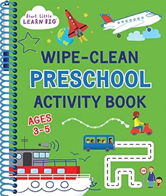wipe clean preschool activity book for kids ages 3 to 5 abcs counting opposites shapes tracing pen control