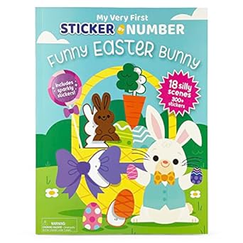 funny easter bunny my very first sticker by number activity book for kids includes pull out pages and 300
