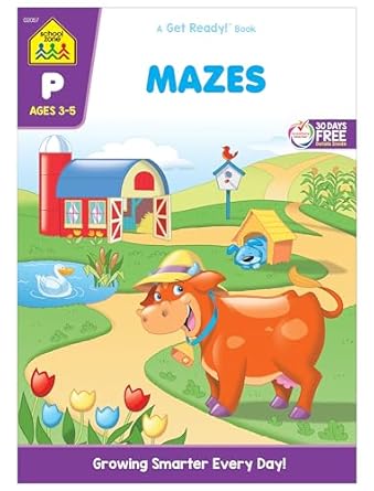 school zone mazes workbook 32 pages preschool kindergarten maze puzzles wide paths colorful pictures problem