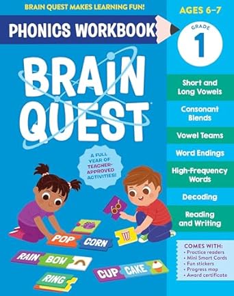 brain quest phonics workbook grade 1 1st edition workman publishing 1523527900, 978-1523527908