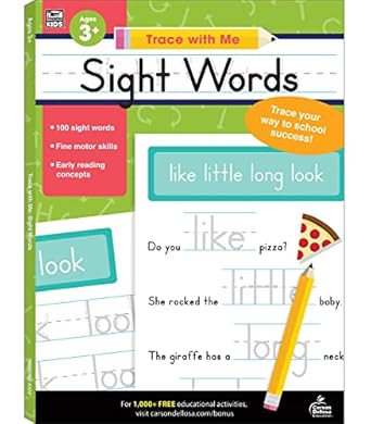 carson dellosa trace with me sight words handwriting workbook for kids ages 3+ sight words handwriting