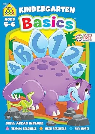 school zone kindergarten basics workbook 64 pages reading and math readiness alphabet shapes patterns numbers