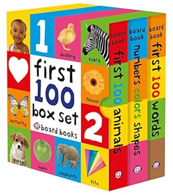 first 100 board book box set first 100 words numbers colors shapes and first 100 animals 1st edition roger