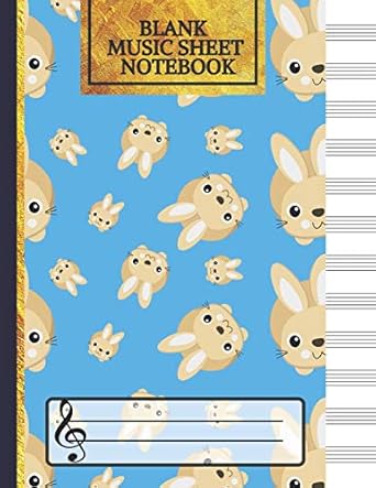blank music sheet notebook blue bunny music journal manuscript paper staff paper music notebook 12 staves 1st