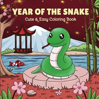 year of the snake cute and easy coloring book 1st edition mimi coco 1966445059, 978-1966445050