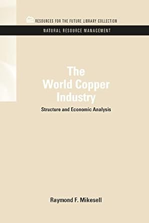 the world copper industry structure and economic analysis 1st edition raymond f mikesell 1617260568,