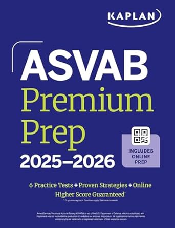 asvab premium prep 2025 2026 includes 6 full length practice tests 1000+ practice questions + online access