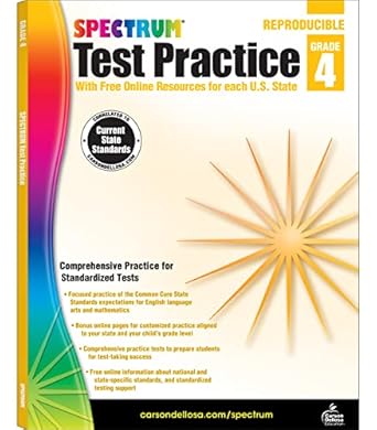carson dellosa spectrum 4th grade test practice workbook all subjects ages 9 to 10 grade 4 test practice math