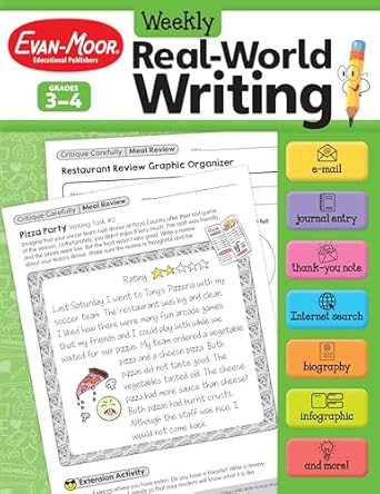 evan moor weekly real world writing grades 3 4 homeschooling and classroom resource reproducible worksheets