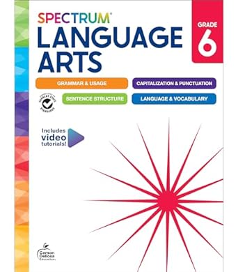 spectrum grade 6 language arts workbook ela middle school books for kids ages 11 12 covering grammar