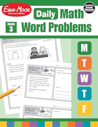 evan moor daily word problems grade 3 homeschooling and classroom resource workbook problem solving real life