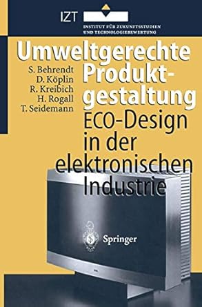 umweltgerechte produktgestaltung eco design in der elektronischen industrie 1st edition david kaplin rolf