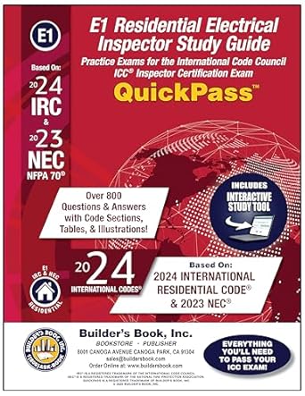 e1 residential electrical inspector quickpass study guide based on 2024 irc and nfpa 70 1st edition mary