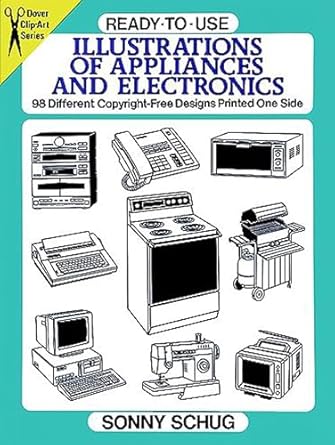 ready to use illustrations of appliances and electronics 98 different copyright free designs printed one side