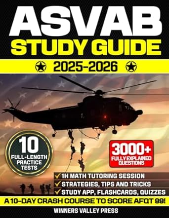 asvab study guide hit the highest score on your first try with 10 practice tests 3000+ questions achievers