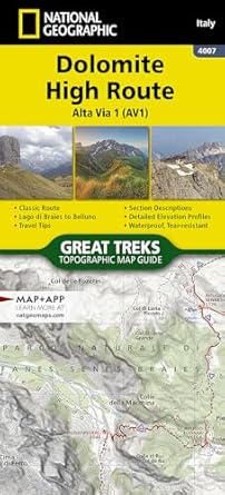 dolomite high route map alta via 1 map 1st edition national geographic maps trails illustrated 156695925x,